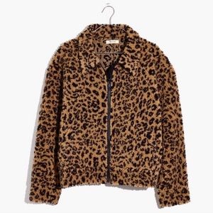 NWT Madewell Leopard Sherla Bomber Jacket L